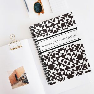 Black & White Geometric Spiral Notebook